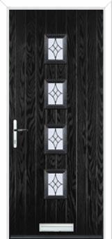 4 Square (centre) Elegance Composite Front Door in Black