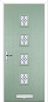 4 Square (centre) Elegance Composite Front Door in Chartwell Green