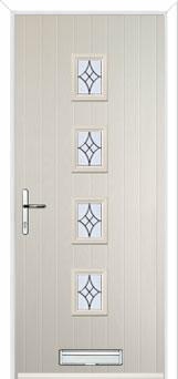 4 Square (centre) Elegance Composite Front Door in Cream