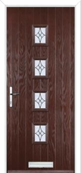 4 Square (centre) Elegance Composite Front Door in Darkwood