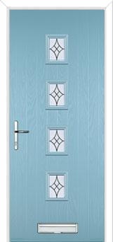 4 Square (centre) Elegance Composite Front Door in Duck Egg Blue
