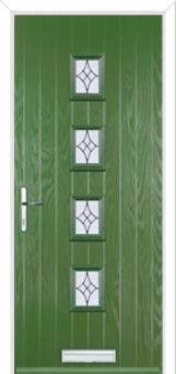 4 Square (centre) Elegance Composite Front Door in Fern Green
