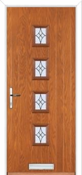 4 Square (centre) Elegance Composite Front Door in Oak