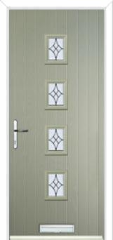 4 Square (centre) Elegance Composite Front Door in Pebble Grey
