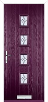 4 Square (centre) Elegance Composite Front Door in Purple Violet