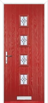 4 Square (centre) Elegance Composite Front Door in Red
