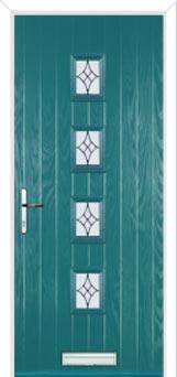 4 Square (centre) Elegance Composite Front Door in Turquoise Blue