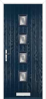 4 Square (centre) Enfield Composite Front Door in Dark Blue