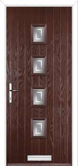 4 Square (centre) Enfield Composite Front Door in Darkwood