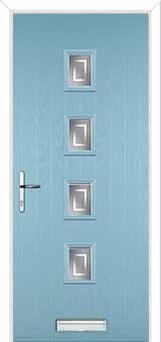 4 Square (centre) Enfield Composite Front Door in Duck Egg Blue