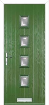 4 Square (centre) Enfield Composite Front Door in Fern Green