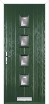 4 Square (centre) Enfield Composite Front Door in Green
