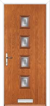 4 Square (centre) Enfield Composite Front Door in Oak
