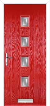4 Square (centre) Enfield Composite Front Door in Poppy Red