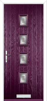 4 Square (centre) Enfield Composite Front Door in Purple Violet