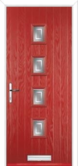 4 Square (centre) Enfield Composite Front Door in Red