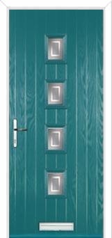 4 Square (centre) Enfield Composite Front Door in Turquoise Blue