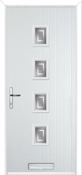 4 Square (centre) Enfield Composite Front Door in White