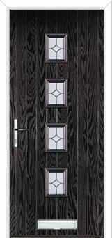 4 Square (centre) Flair Composite Front Door in Black Brown