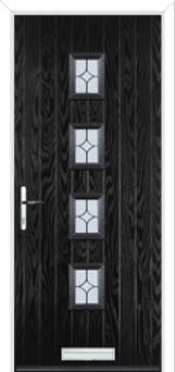 4 Square (centre) Flair Composite Front Door in Black