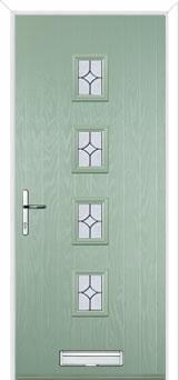 4 Square (centre) Flair Composite Front Door in Chartwell Green