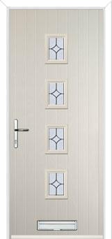 4 Square (centre) Flair Composite Front Door in Cream