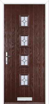 4 Square (centre) Flair Composite Front Door in Darkwood