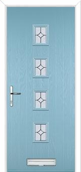 4 Square (centre) Flair Composite Front Door in Duck Egg Blue