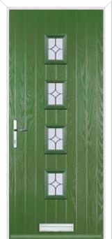 4 Square (centre) Flair Composite Front Door in Fern Green