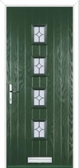 4 Square (centre) Flair Composite Front Door in Green