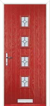 4 Square (centre) Flair Composite Front Door in Red