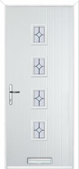 4 Square (centre) Flair Composite Front Door in White