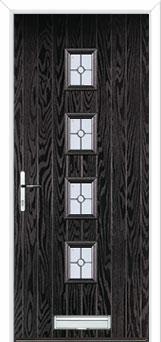 4 Square (centre) Finesse Composite Front Door in Black Brown