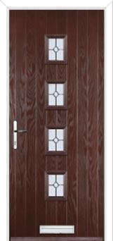4 Square (centre) Finesse Composite Front Door in Darkwood