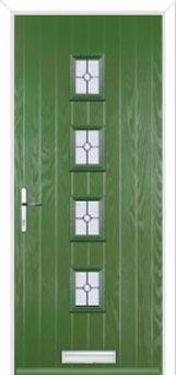 4 Square (centre) Finesse Composite Front Door in Fern Green