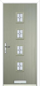 4 Square (centre) Finesse Composite Front Door in Pebble Grey