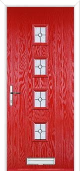 4 Square (centre) Finesse Composite Front Door in Poppy Red