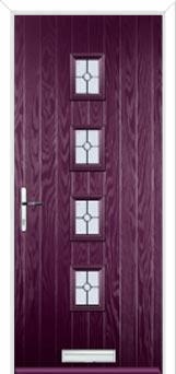 4 Square (centre) Finesse Composite Front Door in Purple Violet