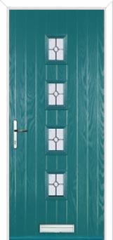 4 Square (centre) Finesse Composite Front Door in Turquoise Blue