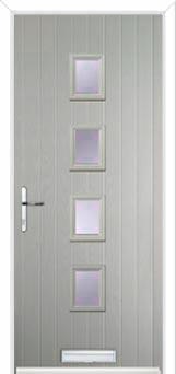 4 Square (centre) Glazed Composite Front Door in Agate Grey