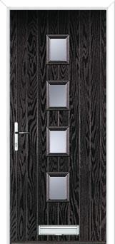 4 Square Glazed FD30s Internal Composite Fire Door in Black Brown