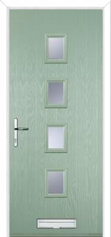4 Square Glazed FD30s Internal Composite Fire Door in Chartwell Green