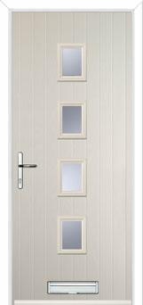 4 Square Glazed FD30s Internal Composite Fire Door in Cream