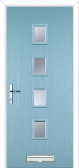 4 Square Glazed FD30s Internal Composite Fire Door in Duck Egg Blue