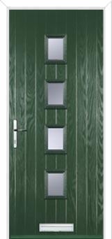 4 Square Glazed FD30s Internal Composite Fire Door in Green