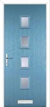 4 Square (centre) Glazed Composite Front Door in Pastel Blue