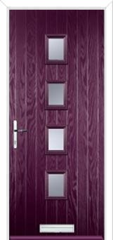 4 Square (centre) Glazed Composite Front Door in Purple Violet