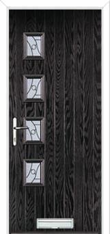 4 Square (off set) Abstract Composite Front Door in Black Brown