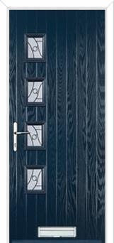 4 Square (off set) Abstract Composite Front Door in Dark Blue
