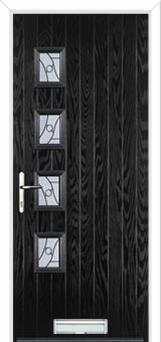 4 Square (off set) Abstract Composite Front Door in Black